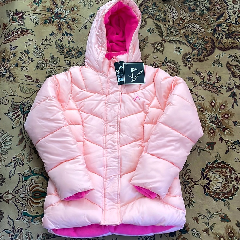 Blush/ peach color vertical 9 warm jacket girls NWT size 12